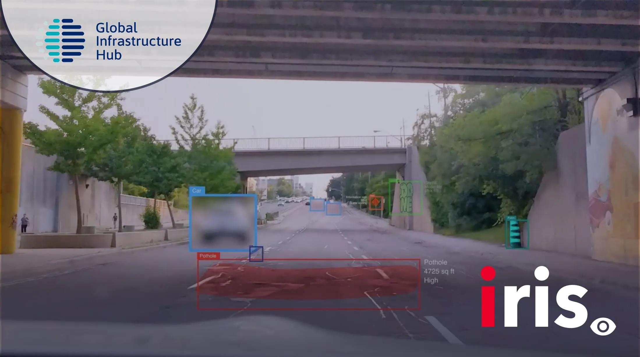 irisGO A.I. detecting road defects and assets during a live patrol
